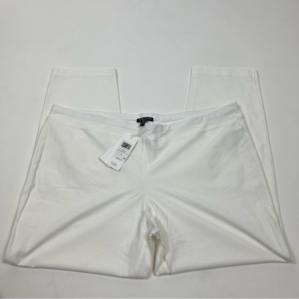 Eileen Fisher NWT Slim Ankle Pant With Yoke White Business Casual Size 2X